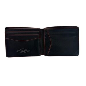 Rag & Bone Mens Black Leather Bifold Wallet with Red Contrast Edge